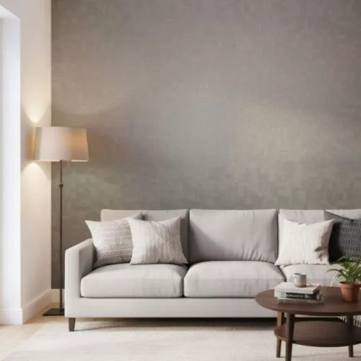 Modern középszürke geometrikus tapéta – elegáns strukturált falfelülettel