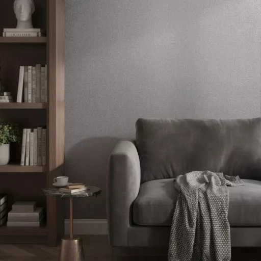 Modern galambszürke színű   tapéta finom geometrikus és strukturált mintával