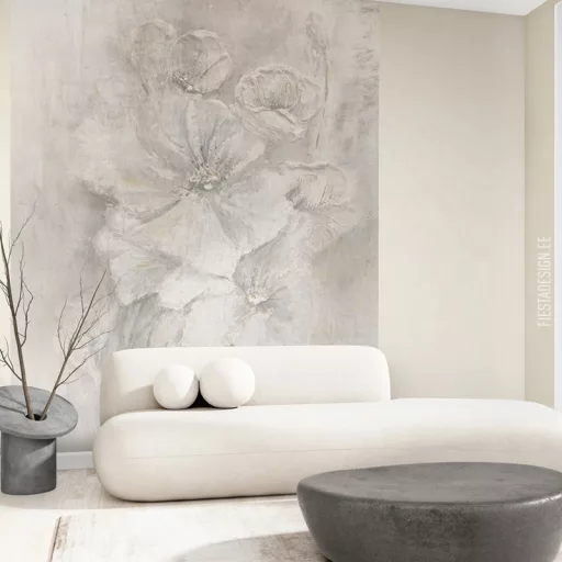 Drapp színű textil hatású tapéta – elegáns struktúrált tapéta modern enteriőrbe