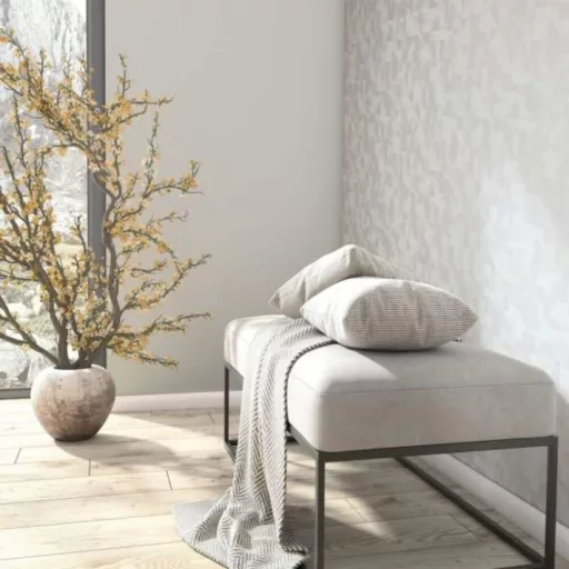 Szürke  színű textil hatású tapéta – elegáns struktúrált tapéta modern enteriőrbe