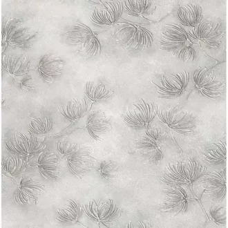   Elegáns, finoman strukturált felületű tapéta ezüst/szürke leveles mintával