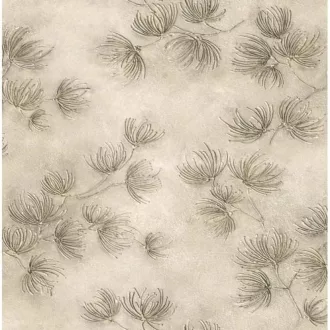   Elegáns, finoman strukturált felületű tapéta taupe/szürkésbarna leveles mintával