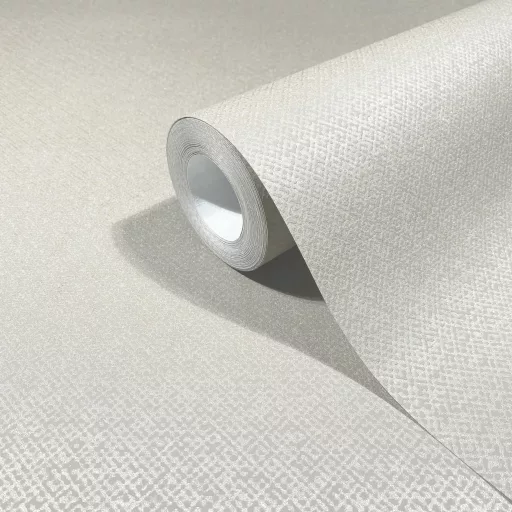 Elegáns, textilhatású tapéta finom mintázattal, fehér árnyalatban 10x0.7m