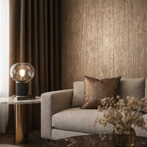 Exkluzív megjelenésű design tapéta különleges gyűrt felületi struktúrával bronz árnyalatban 10m x 0,70m