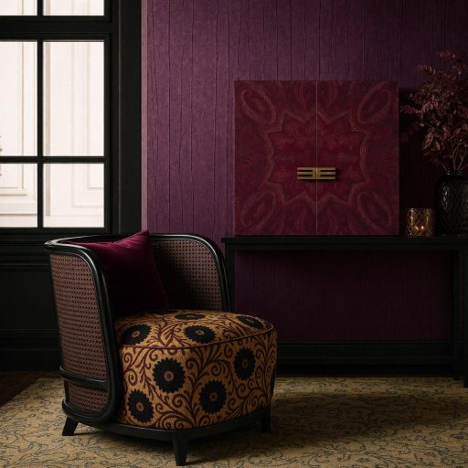 Exkluzív megjelenésű design tapéta különleges gyűrt felületi struktúrával mélybordó árnyalatban 10m x 0,70m