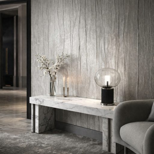 Exkluzív megjelenésű design tapéta különleges gyűrt felületi struktúrával gyöngyfehér árnyalatban 10m x 0,70m