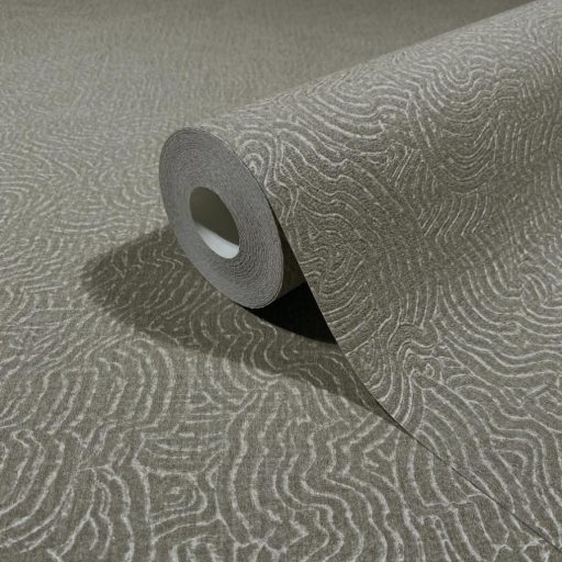 Prémium organikus hullámmintás design tapéta – dombornyomott felületi struktúrával szürke árnyalatban 10m x 0,70m