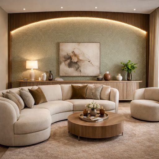 Prémium organikus hullámmintás design tapéta – dombornyomott felületi struktúrával beige árnyalatban 10m x 0,70m