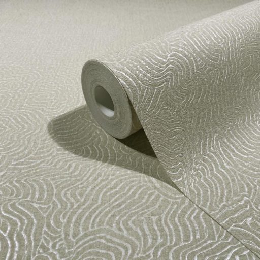 Prémium organikus hullámmintás design tapéta – dombornyomott felületi struktúrával beige árnyalatban 10m x 0,70m