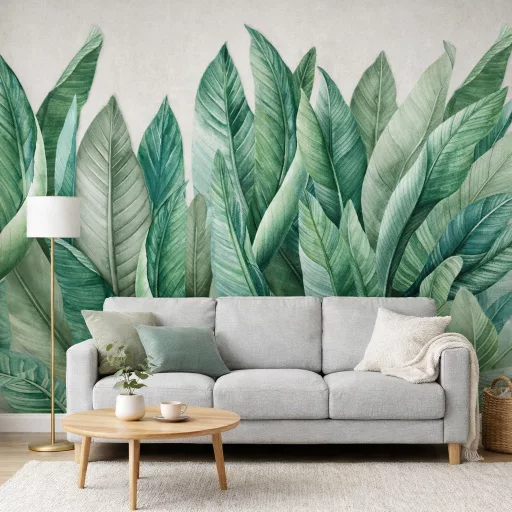Trópusi levél mintás design tapéta 