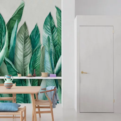 Trópusi levél mintás design tapéta 