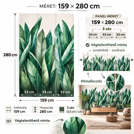Trópusi levél mintás design tapéta 