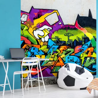   Színes graffiti poszter tapéta – street art mintával 2,12x 2,8m