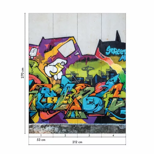 Színes graffiti poszter tapéta – street art mintával 2,12x 2,8m