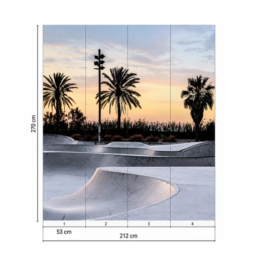 Gördeszkapark pálmafákkal poszter tapéta – modern városi hangulattal 2,12x 2,8m