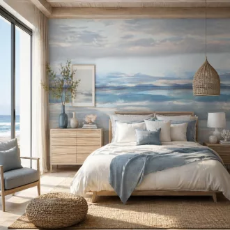   Tengerparti panoráma design tapéta – nyugodt vízparti látvány modern enteriőrökhöz  2,12m x 2,70m