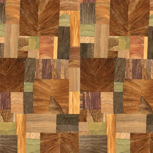 Különleges fa hatású patchwork tapéta–– geometrikus meleg  natúr földszínekkel 1,59x 2,70m
