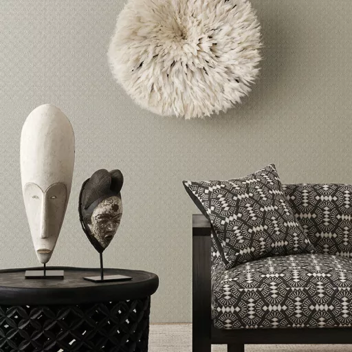 Art deco legyező   mintás tapéta – elegáns, luxus faldekor modern enteriőrbe meleg szürke szinben