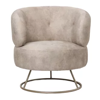   Bézs lounge fotel fém gyűrűlábbal – modern design karosszék nappaliba