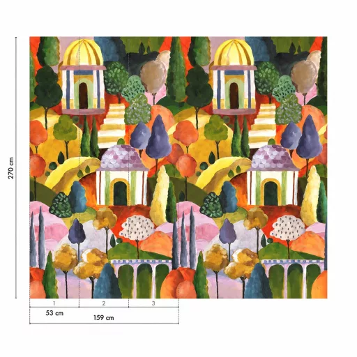 Különleges, festményszerű poszter tapéta mediterrán hangulatú tájjal 1,59x 2,70m