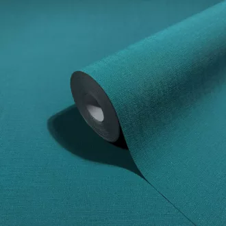   Petrolkék egyszínű tapéta finom  textil struktúrával – modern pasztell fali tapéta 0,53x10m