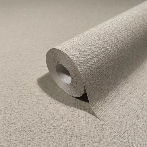 Pasztell drapp  egyszínű tapéta finom  textil struktúrával – modern pasztell fali tapéta 0,53x10m