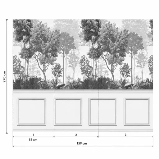 Szürke erdei táj poszter tapéta falpanel hatással – elegáns természetközeli fali dekoráció 1,59x 2,70m