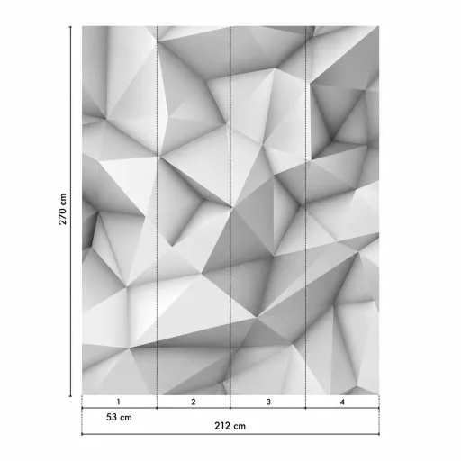 Modern szürke poszter tapéta látványos, 3D hatású geometrikus mintával 2,12x 2,70m