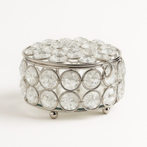 Üveg kristállyal díszített dekorációs doboz 