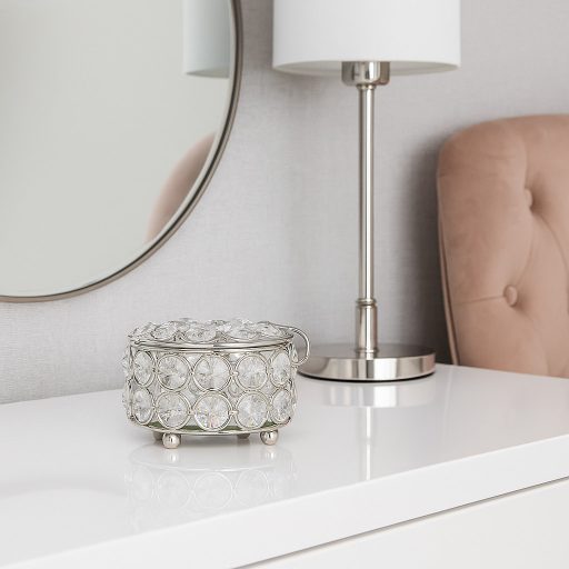 Üveg kristállyal díszített dekorációs doboz 