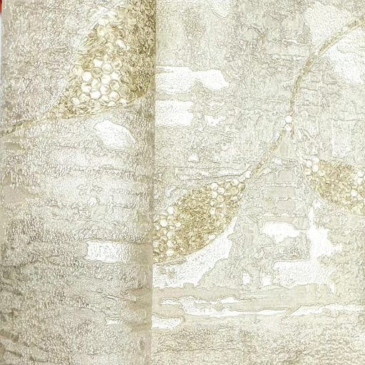 Modern levélmintás tapéta különleges, enyhén texturált felülettel arany- beige színben