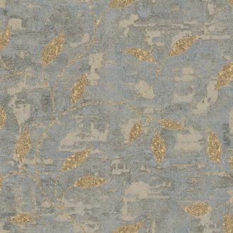   Modern levélmintás tapéta különleges, enyhén texturált felülette szürke-arany színben