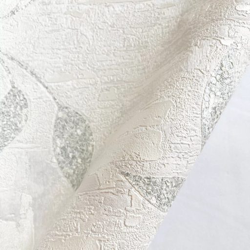 Modern levélmintás tapéta különleges, enyhén texturált felülette lszürke-ezüst színben