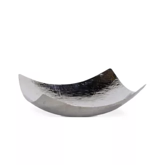 Ezüst színű, magas fényű, Ívelt alumínium tál