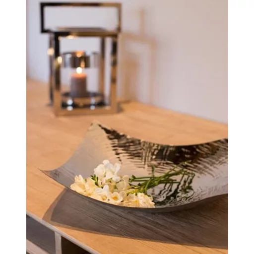 Ezüst színű, magas fényű, Ívelt alumínium tál