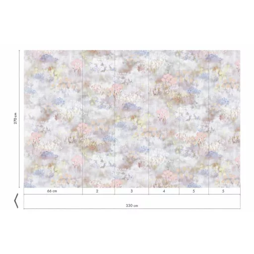 Elegáns aquarell virág mintás tapéta pasztell árnyalatokkall 330x270cm