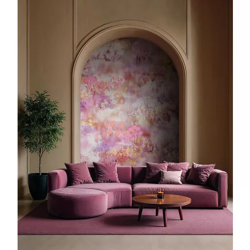 Elegáns aquarell virág mintás tapéta púder rózsaszín árnyalatokkall 330x270cm