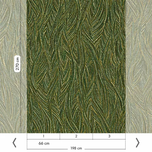 Yarn mintázatú tapéta természetes, szövött hatású design panel  zöld tónusokkal2.70x1.98 m