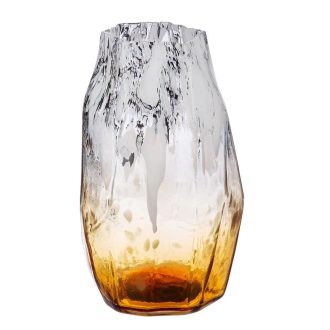 Szürke, mustársárga színű üveg váza