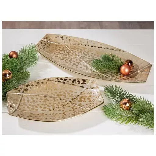 Arany/pezsgő színű tál 18x28.5cm