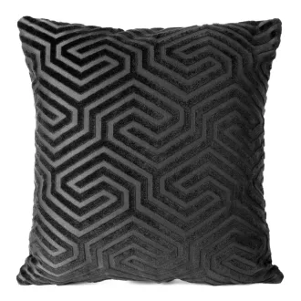 Bársony geometriai mintás fekete díszpárna 40x40cm