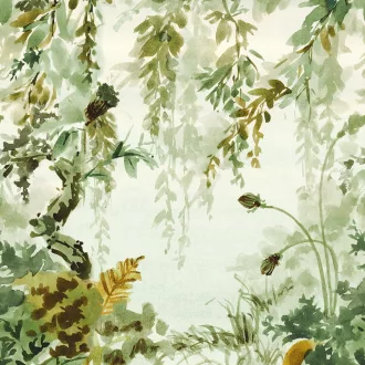   Zöld jungle fali tapéta – természetes, trópusi levélmintás design