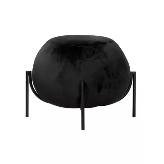 Fekete bársony puff – Modern design fém lábakkal