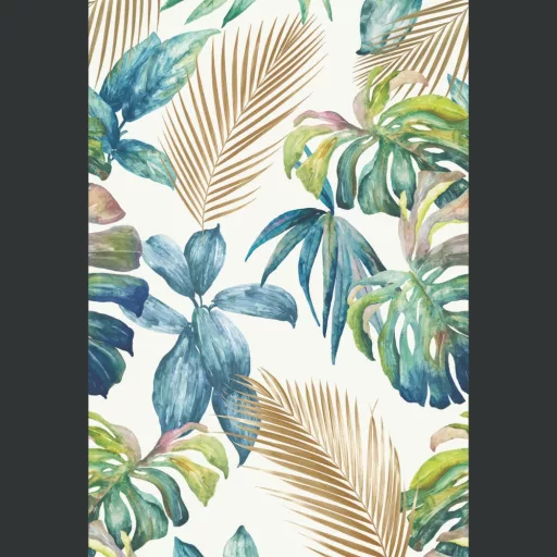 Trópusi levél mintás fali panel – modern jungle design arany pálmalevelekkel