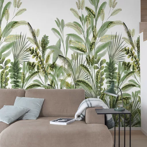 Zöld akvarell jungle design panel – modern trópusi design