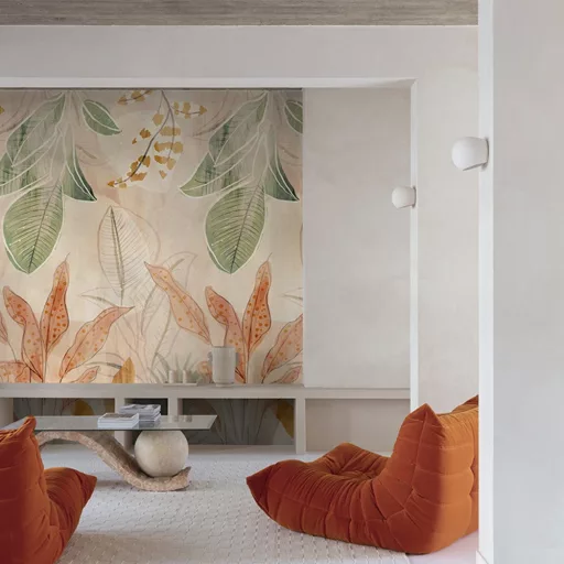Pasztell levélmintás design panel – mediterrán jungle design
