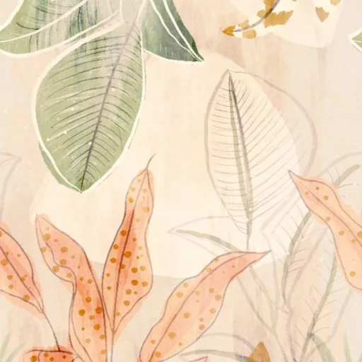 Pasztell levélmintás design panel – mediterrán jungle design