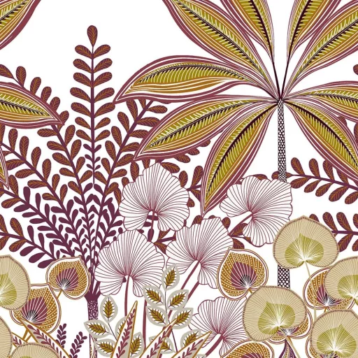 Art deco jungle design panel – prémium pálmafás faldekoráció bordó-arany tónusokkal