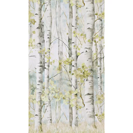 Elegáns nyírfa erdő mintás tapéta világos, természetes árnyalatokkal 159x280cm