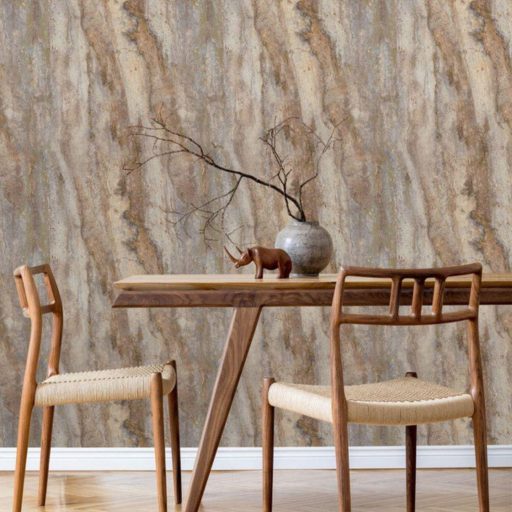 Elegáns travertin kőhatású tapéta természetes erezett mintázattal